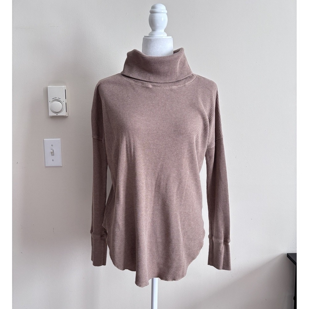 Aritzia Babaton The Group Thermal Cowl Neck Turtleneck Pullover Tan Small Cotton